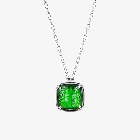 Medusa Green Agate Silver Pendant Necklace – handmade jewellery by Golden Horn