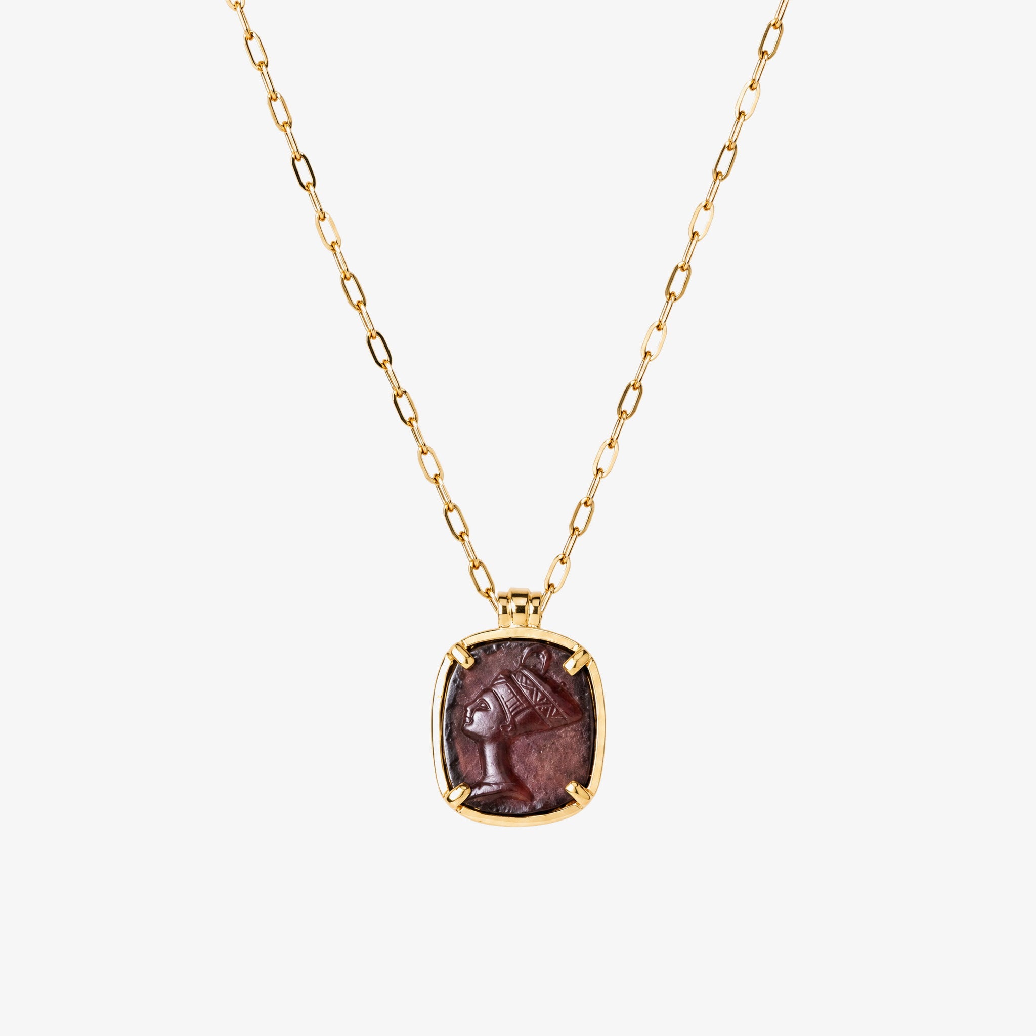 Nefertiti Agate Gold Pendant Necklace – handmade jewellery by Golden Horn