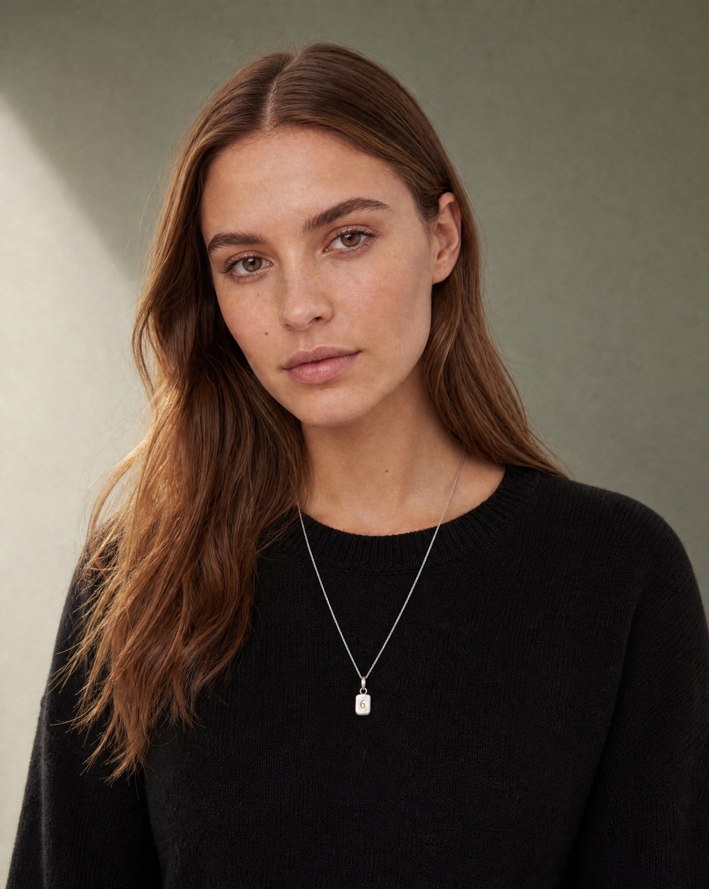 Number 6 Numerology Pendant worn – Golden Horn Jewellery