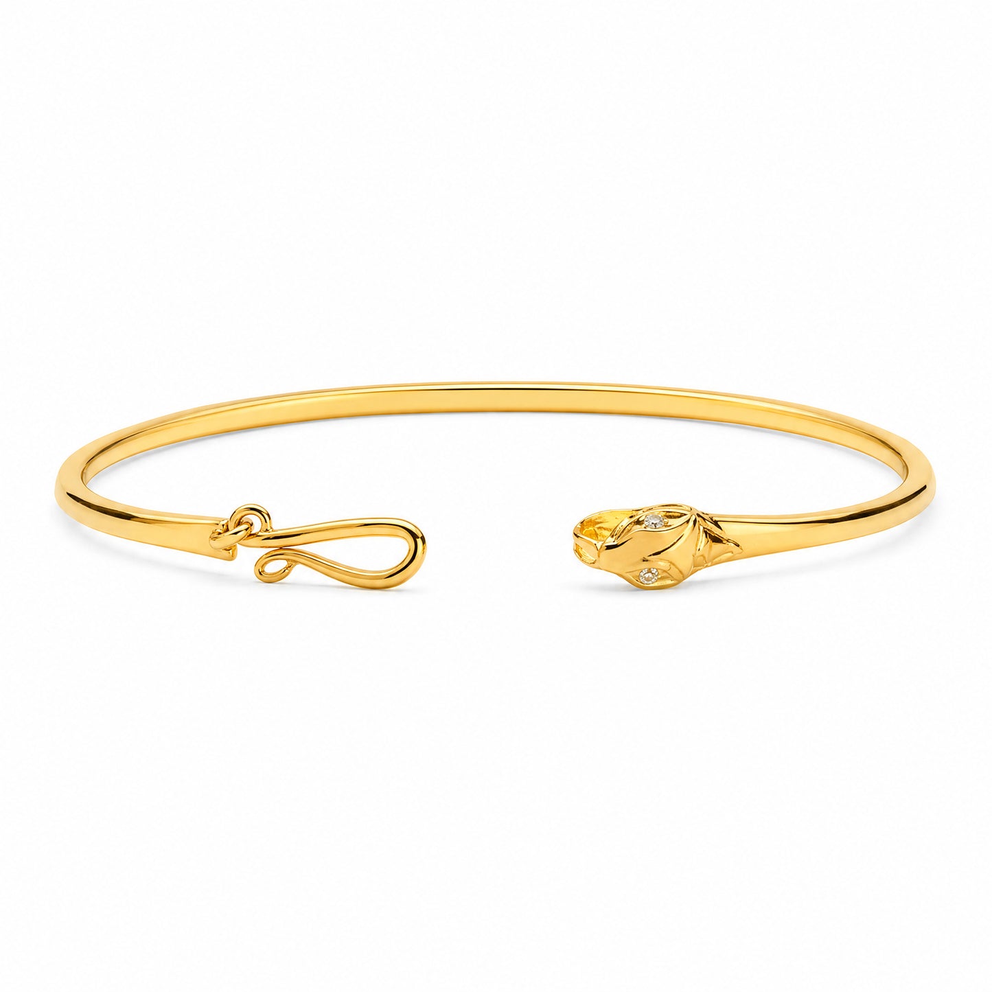 Ouroboros Snake Gold Plated Bracelet seen from the front – handmade jewellery by Golden Horn
