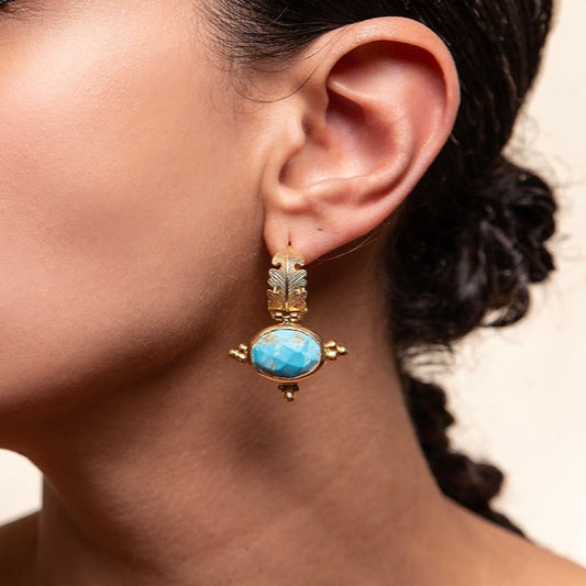 Athena's TURKIZ BLUE Gems Earrings - Golden Horn