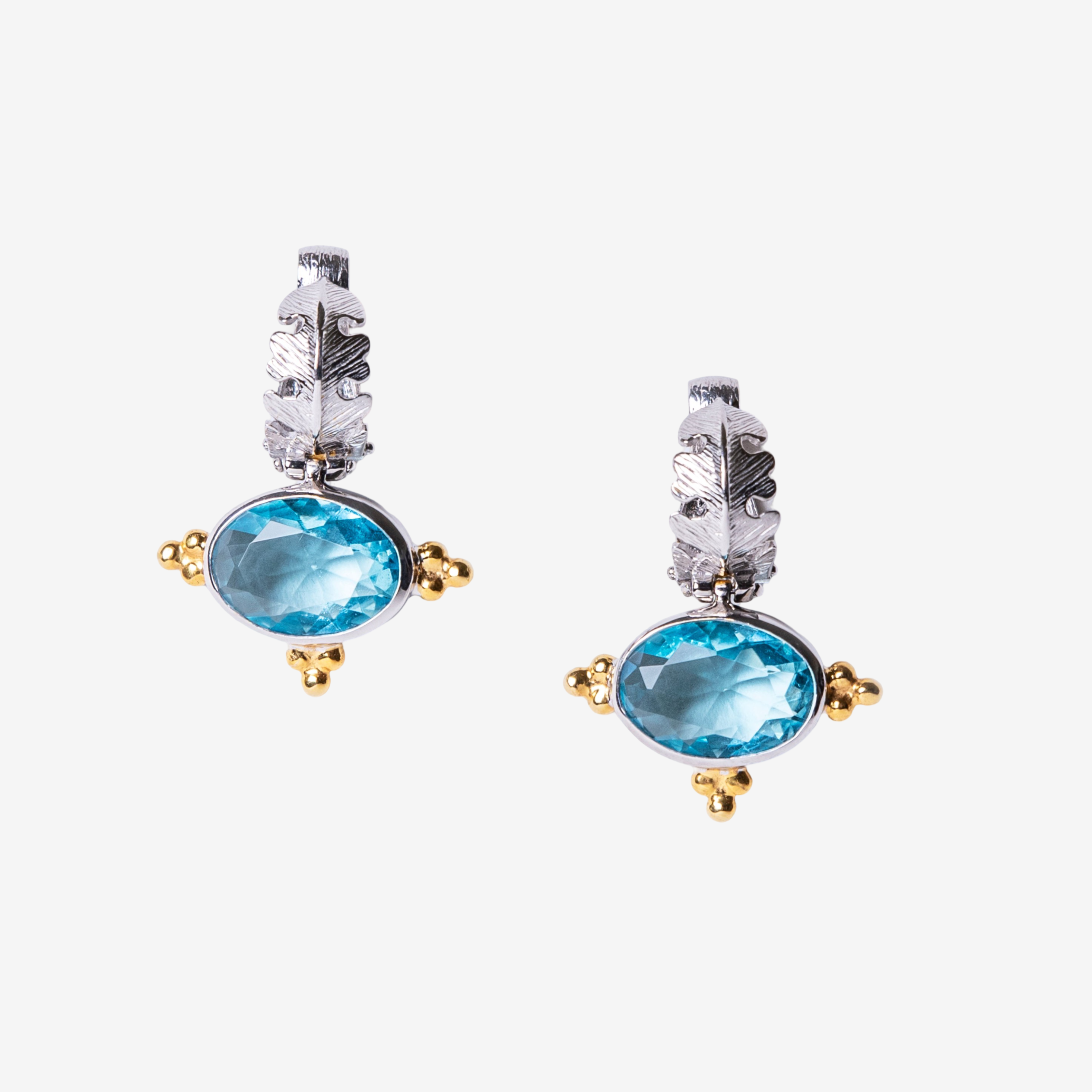 Athena's Wisdom Blue Topaz Gemstone Earrings-Golden Horn Jewellery