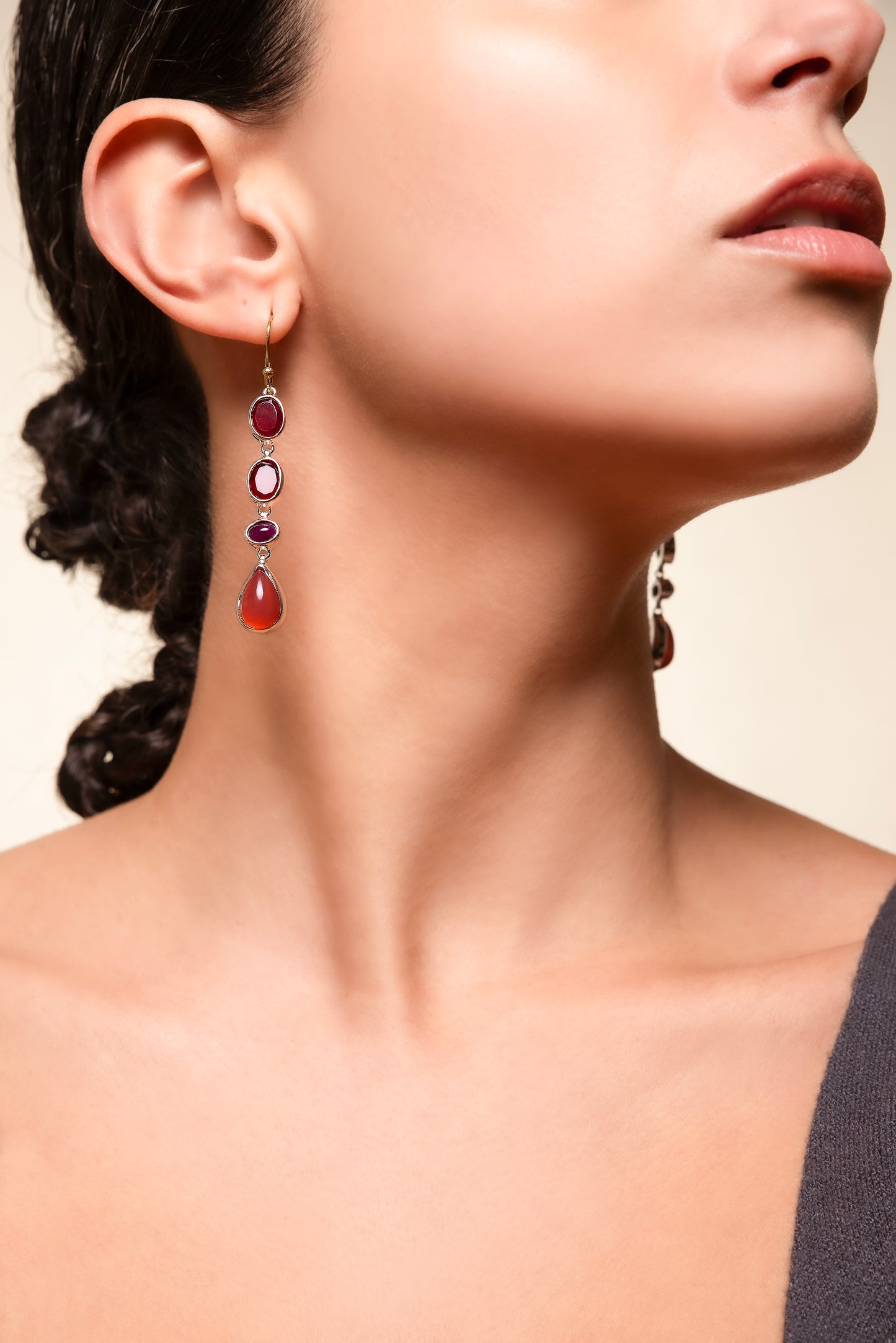 Aegean Cherry Trio Drop Earrings - Golden Horn