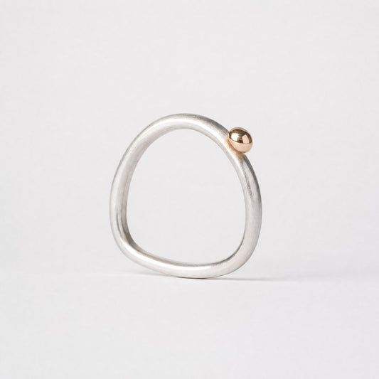 Golden Bubble Dot Circle Stacking Silver Ring – Golden Horn Jewellery