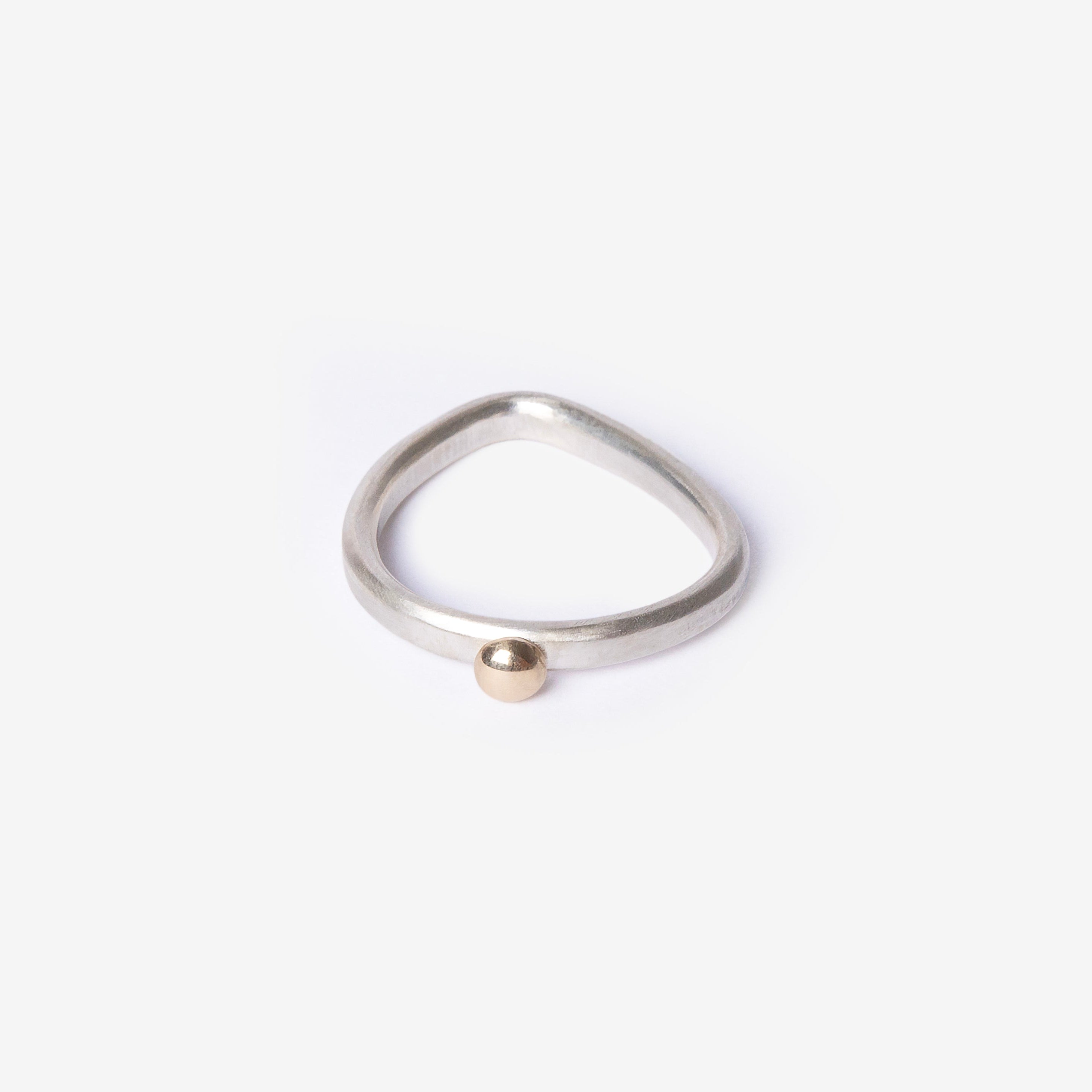 Golden Bubble Dot Circle Stacking Silver Ring-Golden Horn Jewellery