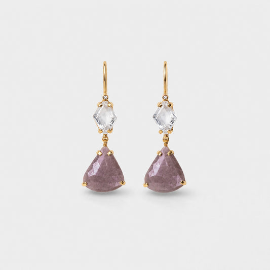 Helen Angel Trillion Cut Raw Sapphire Earrings – Golden Horn Jewellery