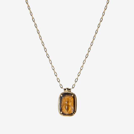 Honey Ancient Bee Pendant - Golden Horn