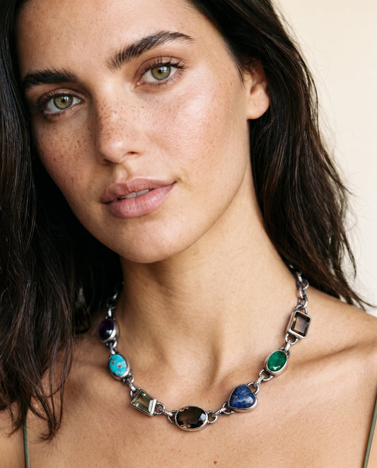 Jupiter Eye Multi Gemstone Choker Necklace