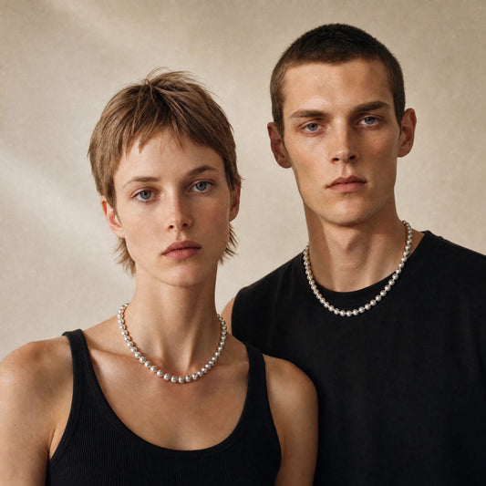Silver Bead Pearl Necklace