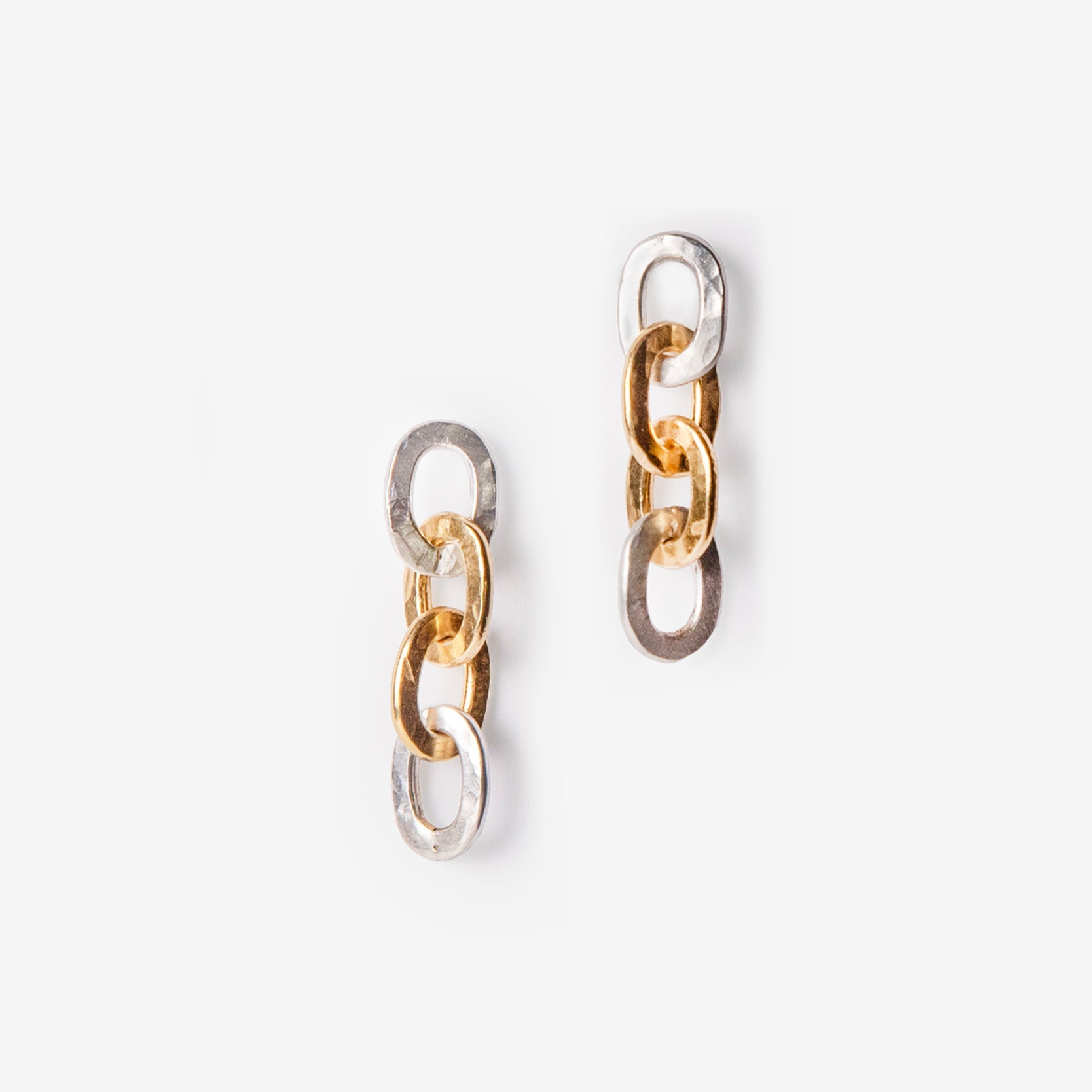Sister and Brother Drop Earrings with two-tone sterling silver and gold plated design