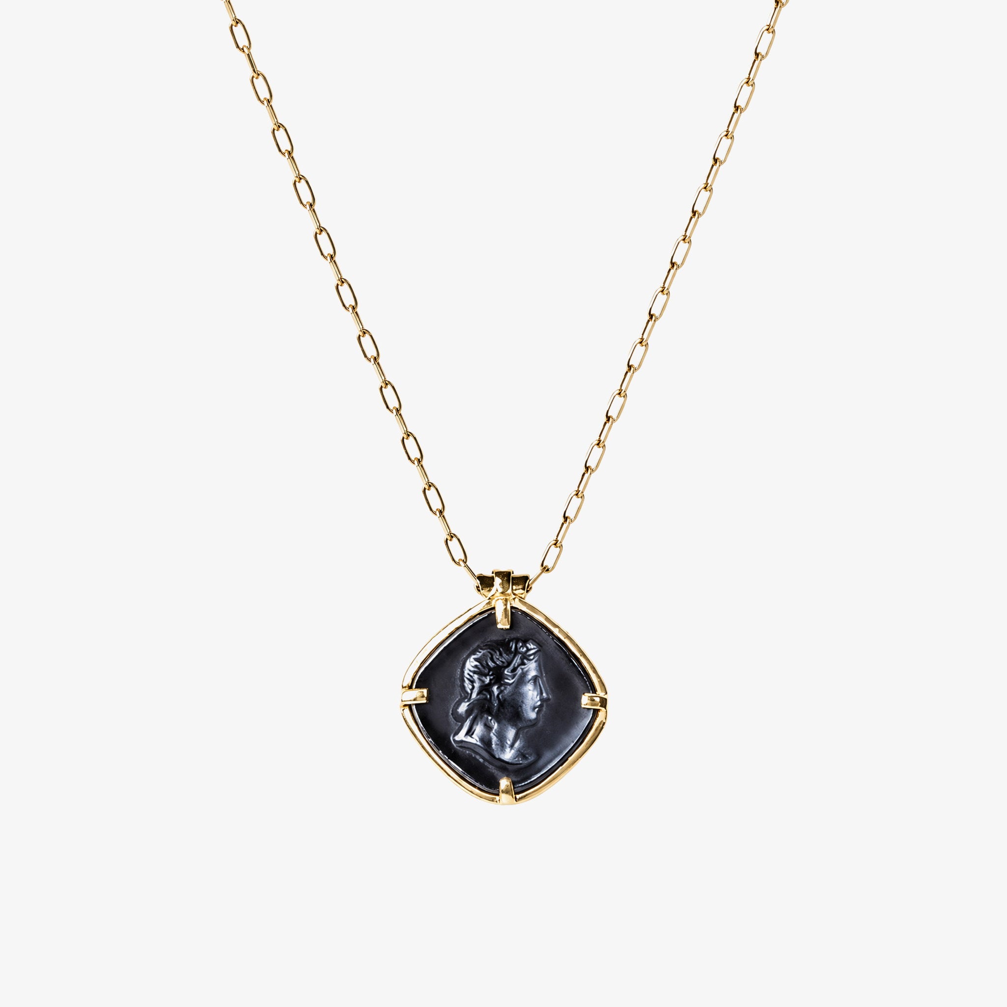 Apollo Black Agate Pendant Necklace – handmade jewellery by Golden Horn