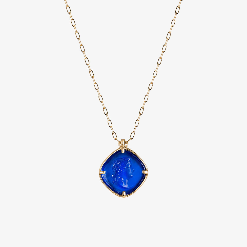 Apollo Blue Agate Pendant Necklace – handmade jewellery by Golden Horn