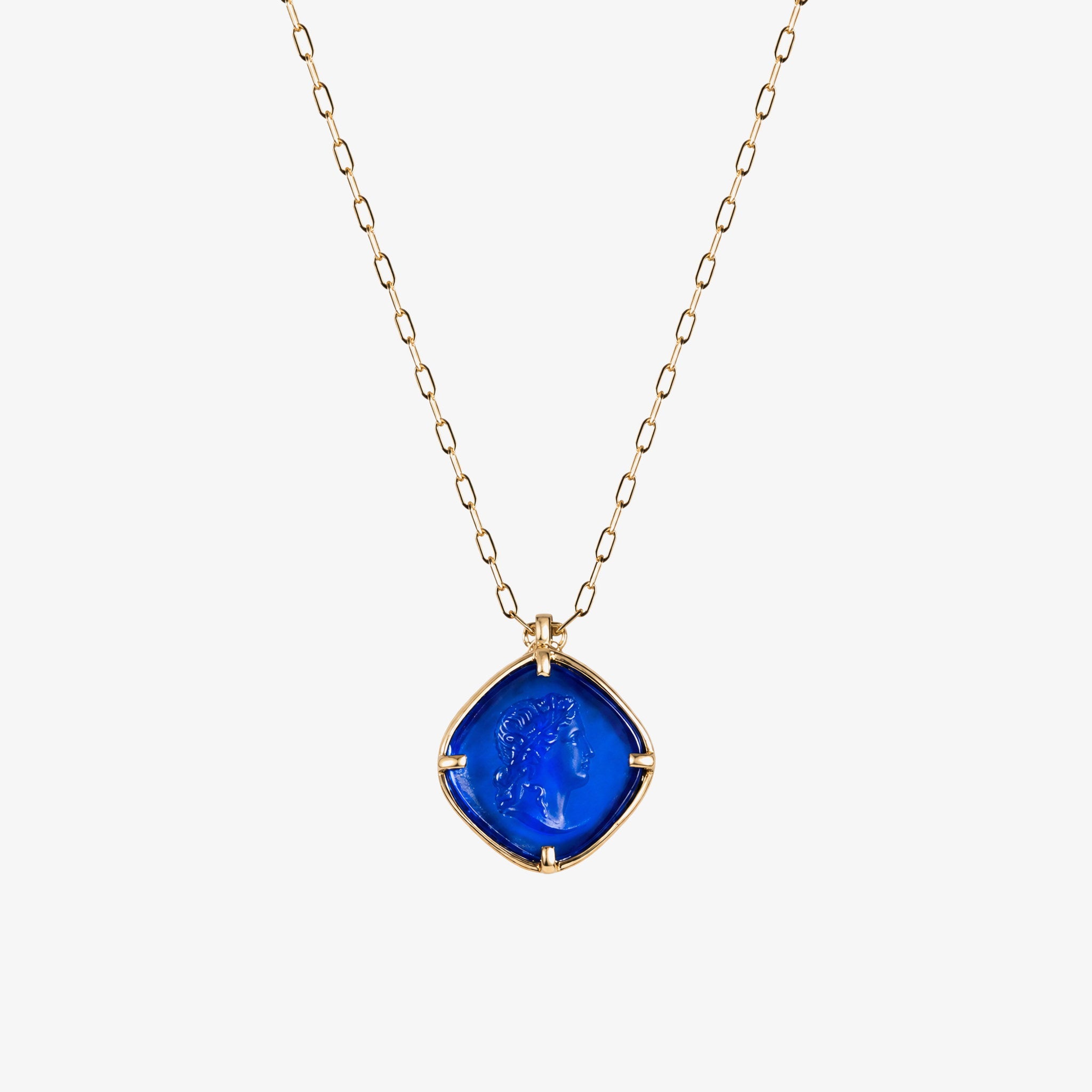 Apollo Blue Agate Pendant Necklace – handmade jewellery by Golden Horn