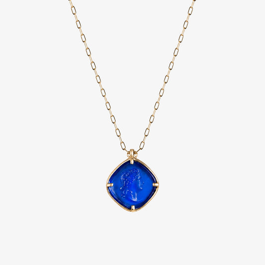 Apollo Blue Agate Pendant Necklace – handmade jewellery by Golden Horn