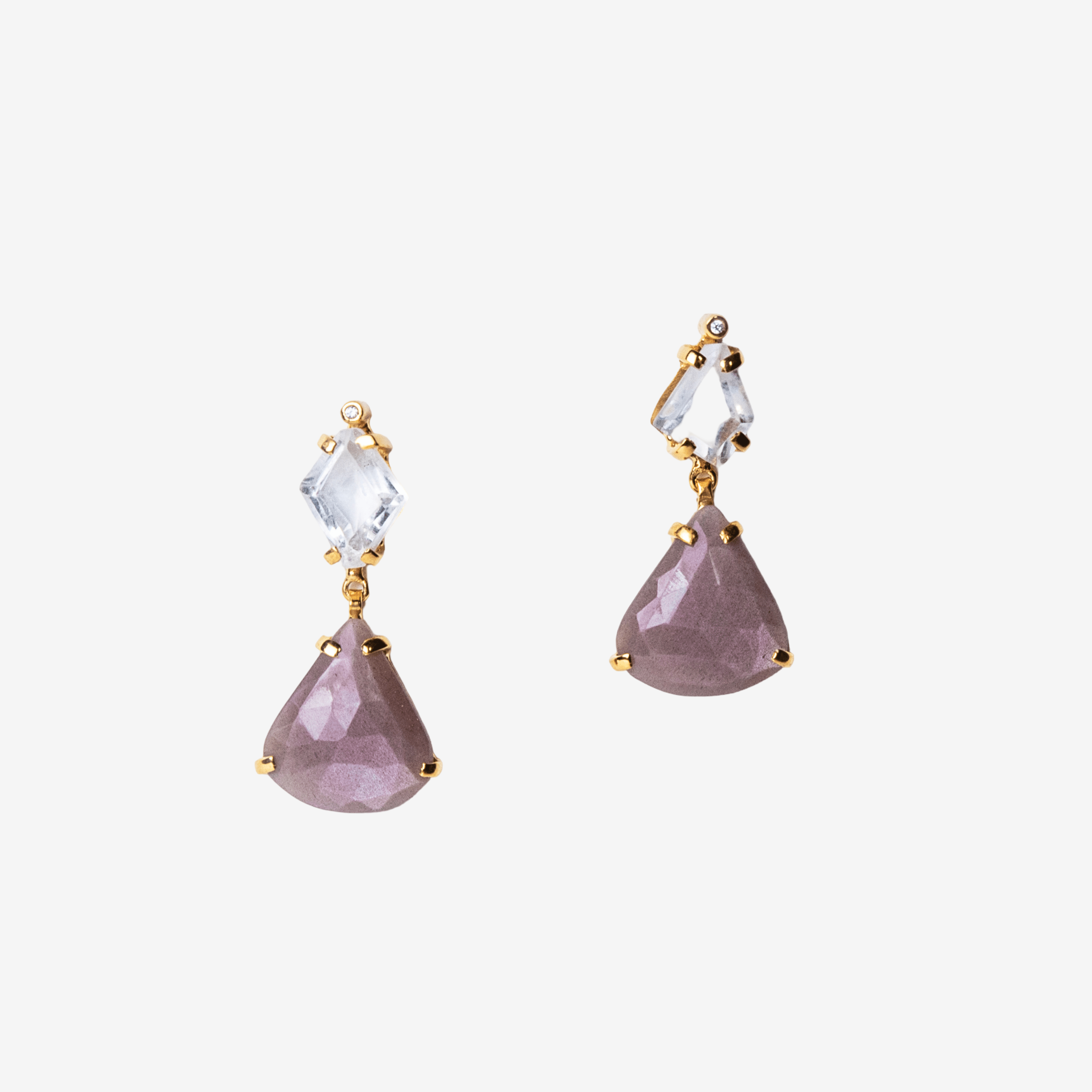 Helen Gem Stone Earrings - Briolette Cut - Golden Horn