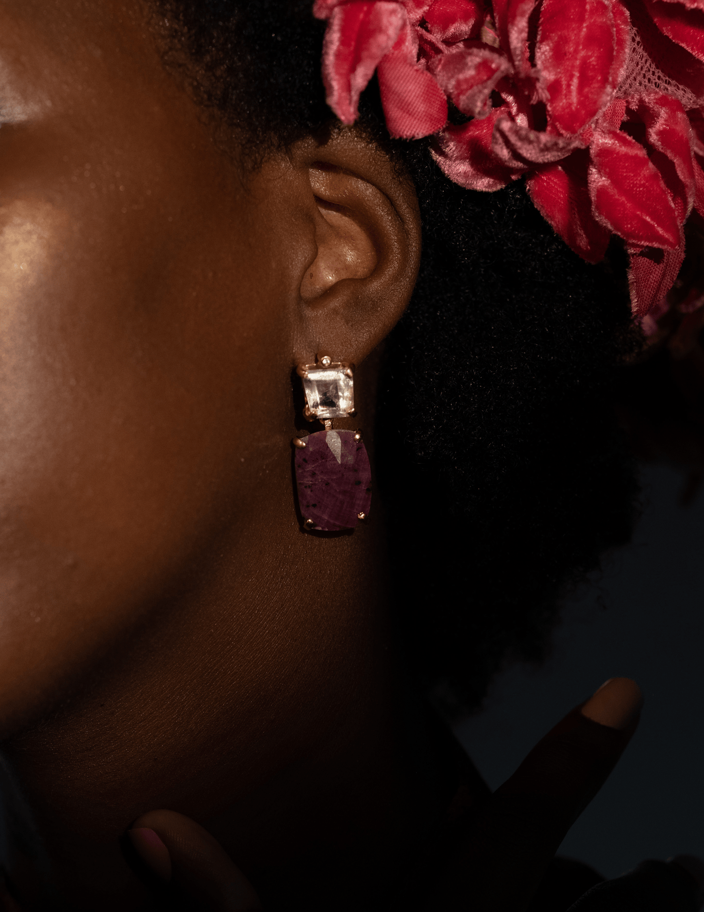 Helen Gem Stone Earrings - Cushion Cut - Golden Horn