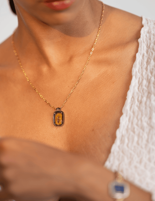 Honey Ancient Bee Pendant - Golden Horn