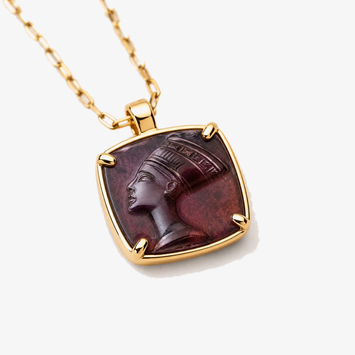 Nefertiti Agate Gold Pendant Necklace pendant detail – Golden Horn Jewellery