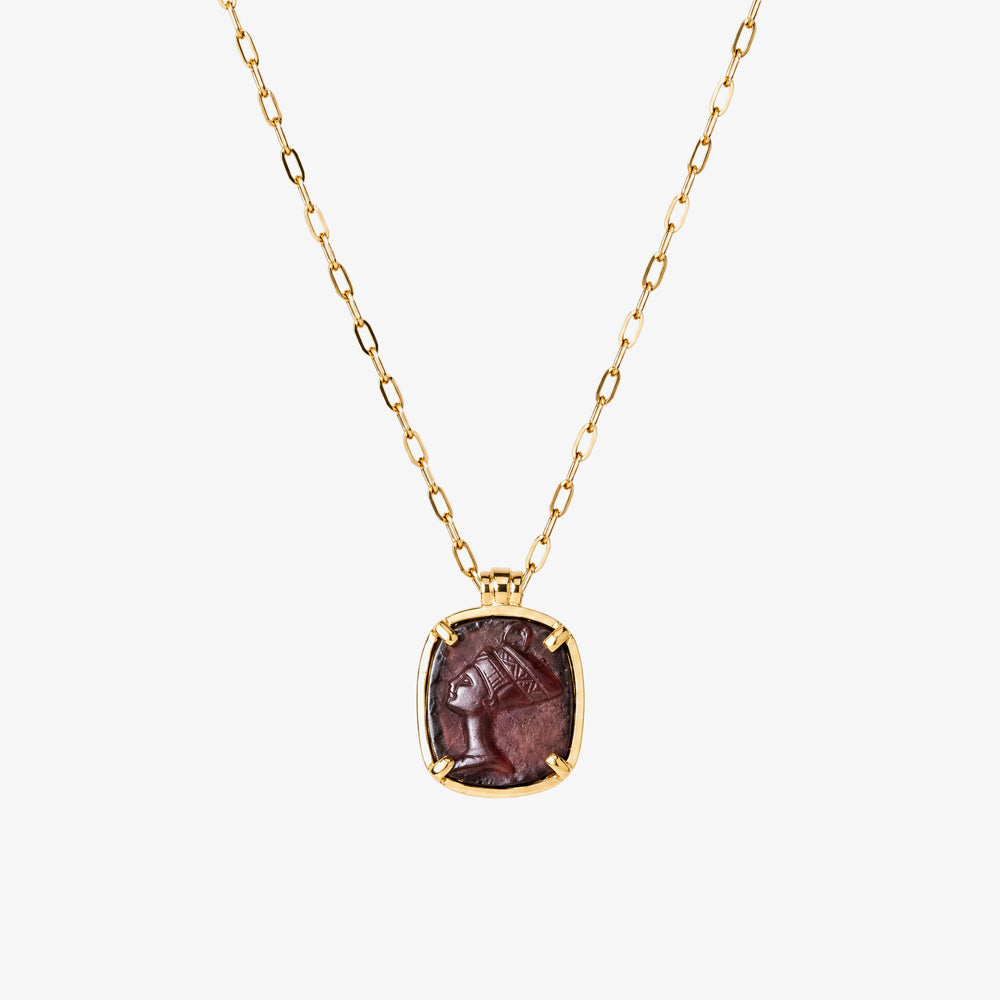 Nefertiti Agate Gold Pendant Necklace – handmade jewellery by Golden Horn