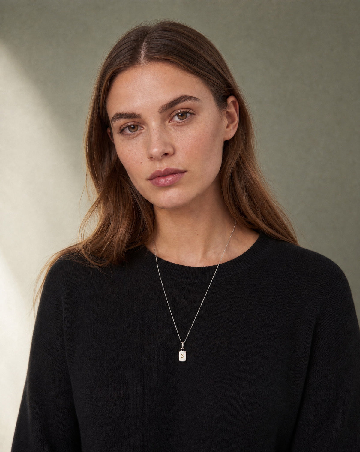 Number 3 Numerology Pendant worn – Golden Horn Jewellery
