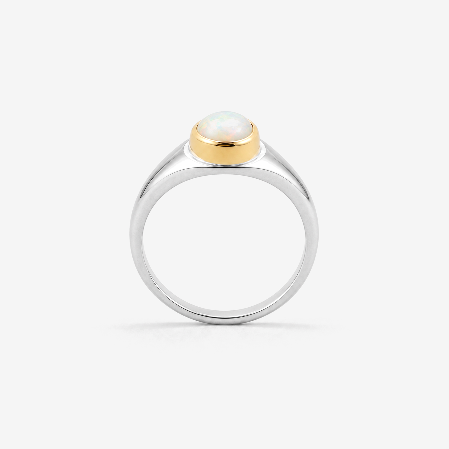 October Opal Birthstone Ring, front view showing full band - Golden Horn Jewellery