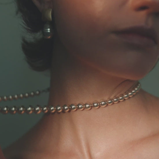 Silver Bead Pearl Necklace-Golden Horn Jewellery